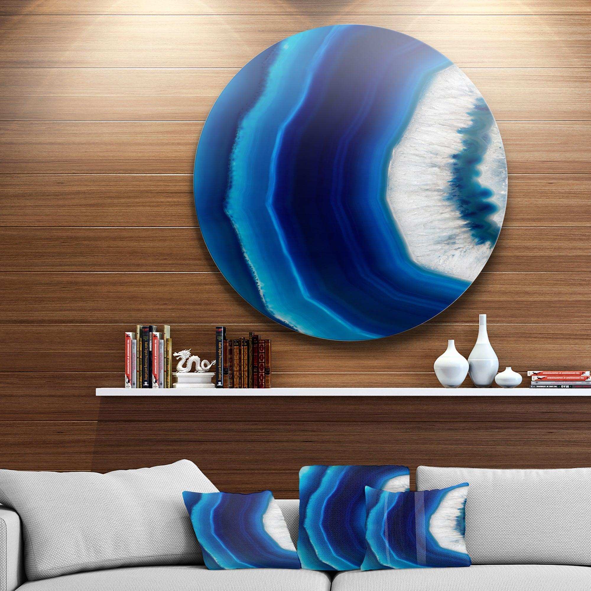 Blue Agate Crystal - Abstract Circle Metal Wall Decor