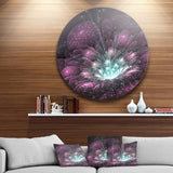 Purple Fractal Flower - Floral Metal Circle Wall Art