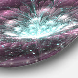 Purple Fractal Flower - Floral Metal Circle Wall Art