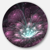Purple Fractal Flower - Floral Metal Circle Wall Art