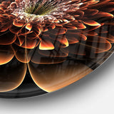 Brown Fractal Flower - Floral Oversized Circle Metal Wall Art
