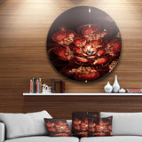 Red Flowers in Fractal Pattern - Floral Metal Circle Wall Art