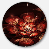 Red Flowers in Fractal Pattern - Floral Metal Circle Wall Art