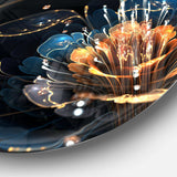 Orange Blue Flower with Water Drops - Floral Round Metal Wall Art