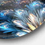 Blue Flower with Golden Details - Floral Circle Metal Wall Decor