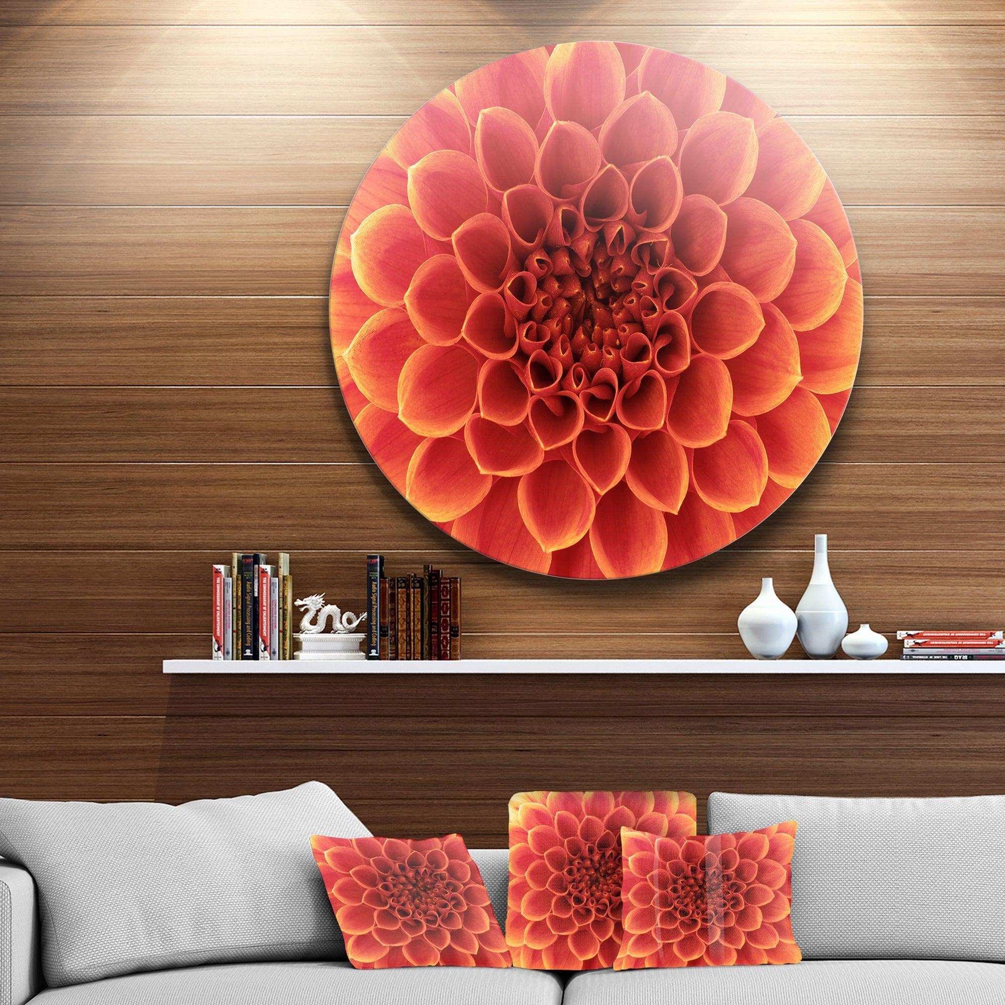 Brown Flower with Dense Petals - Floral Round Metal Wall Art