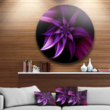 Fractal Flower Purple - Floral Circle Metal Wall Decor