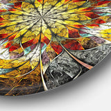 Symmetrical Golden Flower - Floral Metal Circle Wall Art