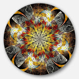 Symmetrical Golden Flower - Floral Metal Circle Wall Art