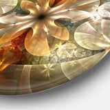 Fractal Flower with Blue Details - Floral Oversized Circle Metal Wall Art