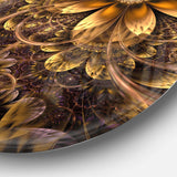 Fractal Dark Yellow Flower - Floral Round Metal Wall Art