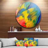 Scarlet Macaw Feathers - Floral Photography Circle Metal Wall Decor