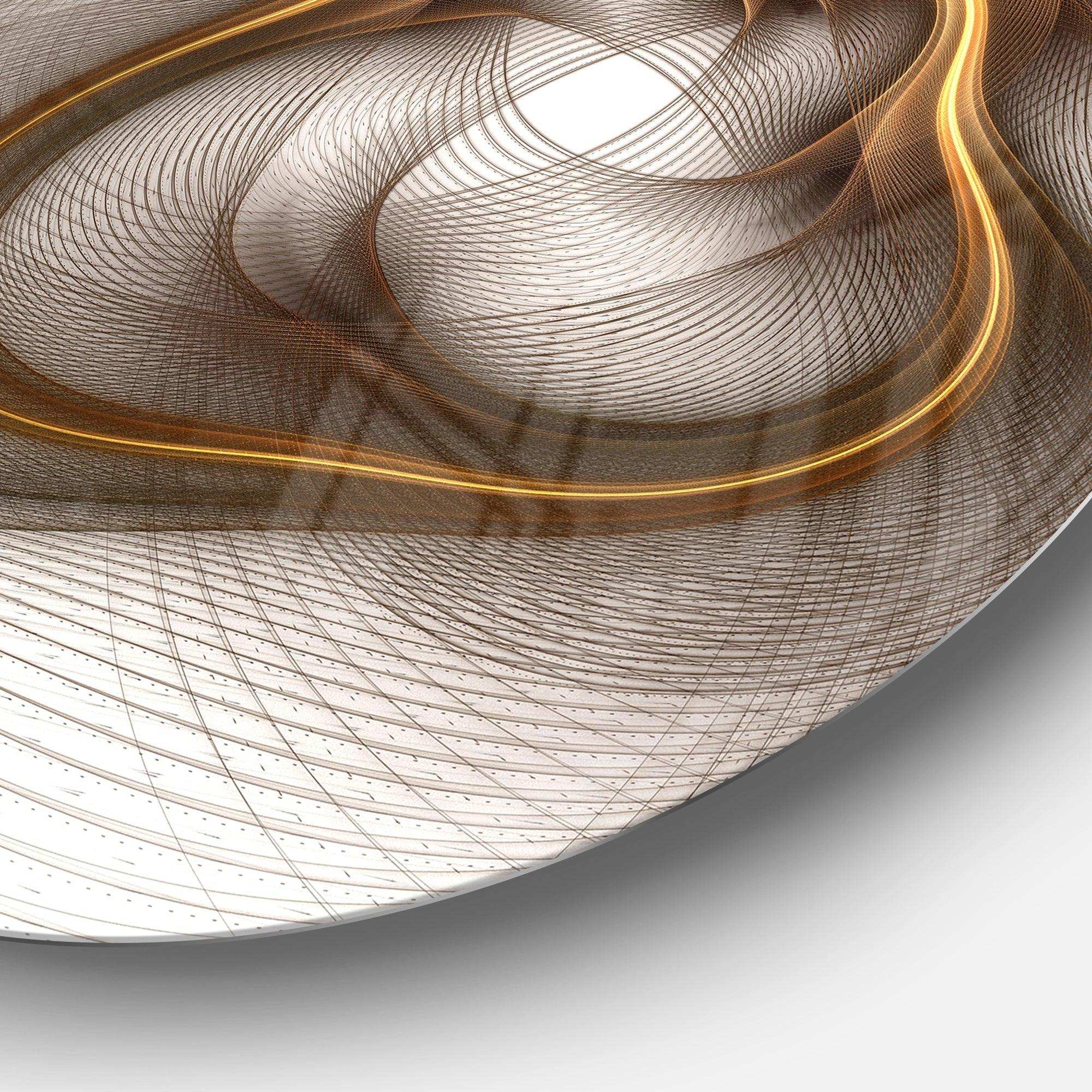 Brown Abstract Fractal Flower - Floral Circle Metal Wall Decor