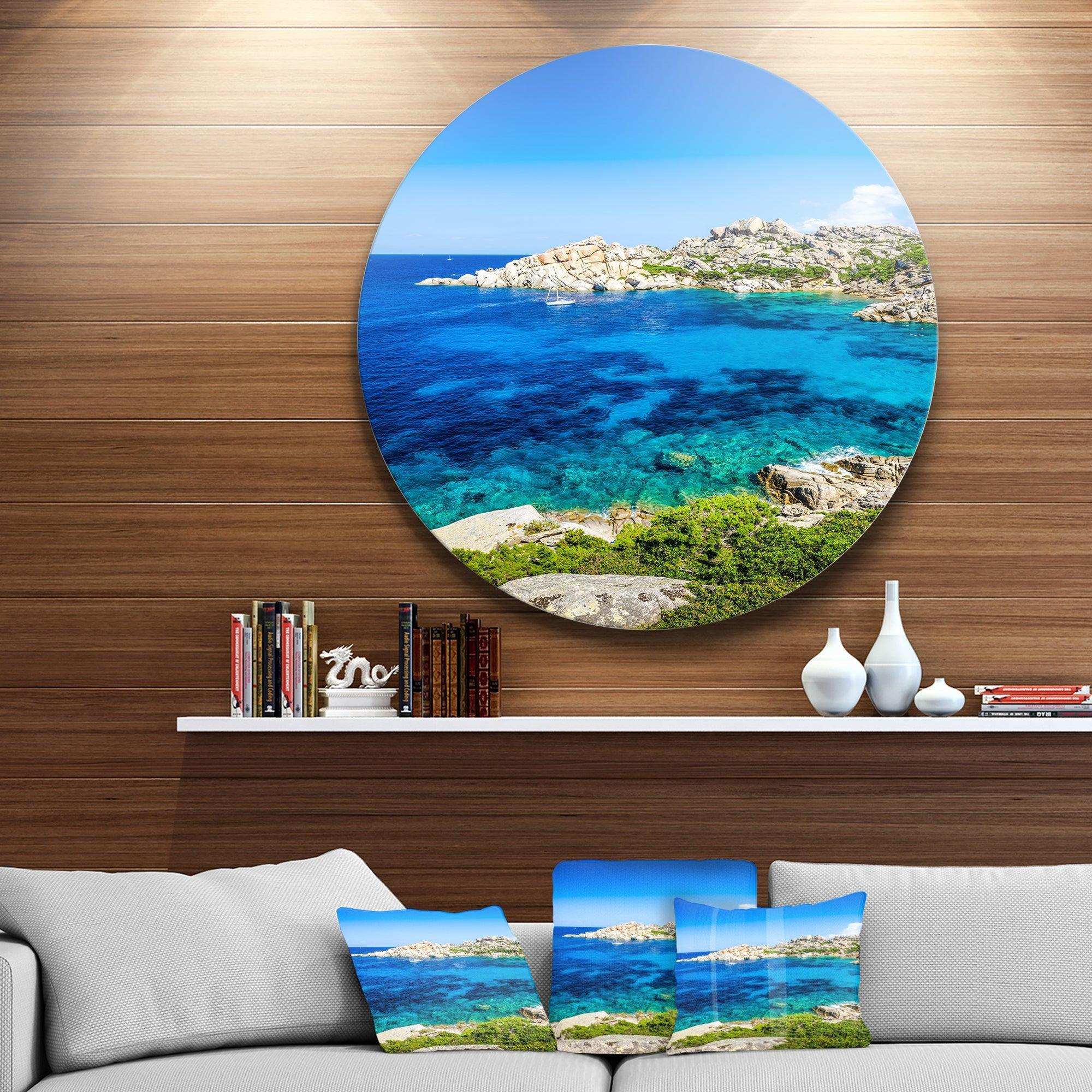Ocean Bay with Turquoise Water - Sea & Shore Metal Circle Wall Art