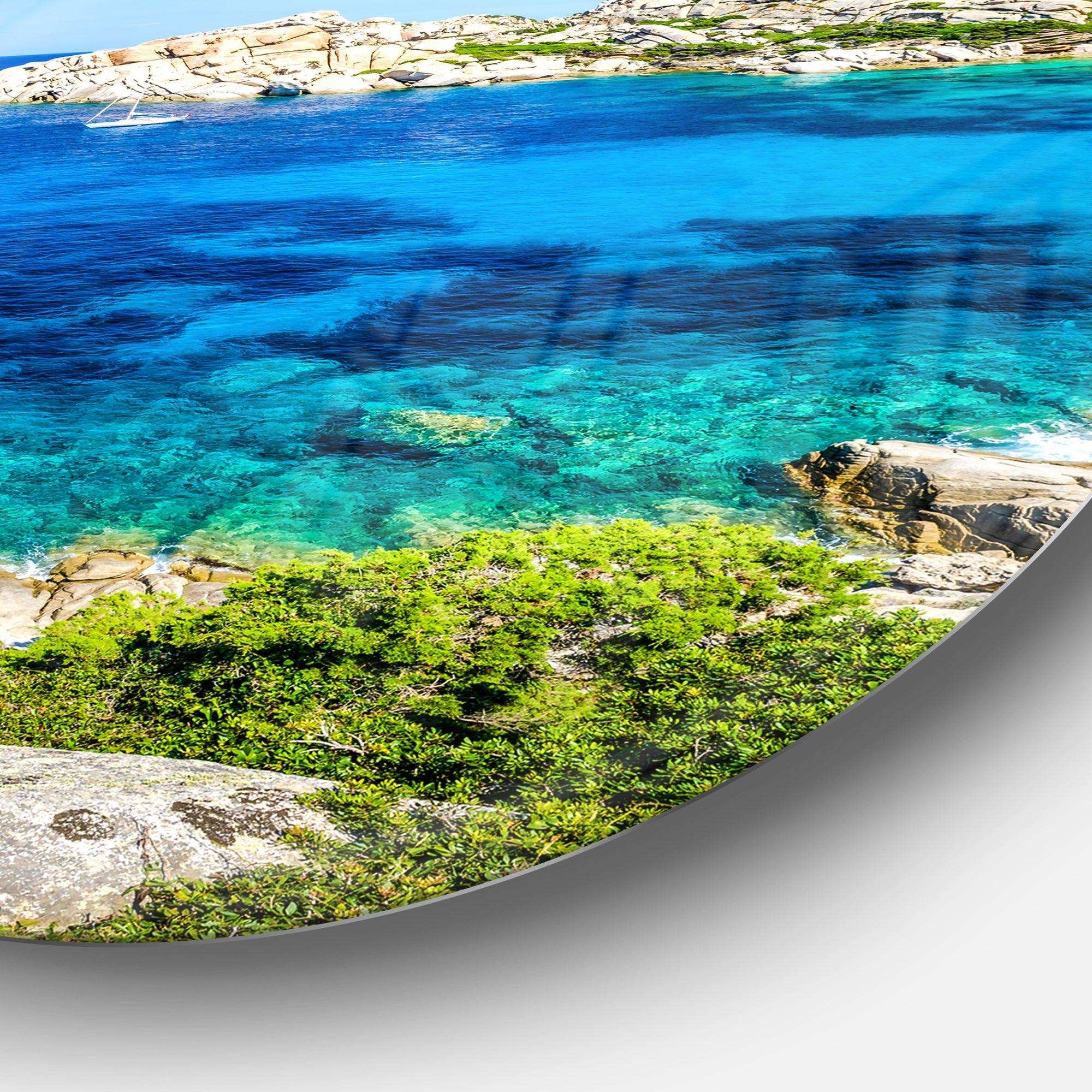 Ocean Bay with Turquoise Water - Sea & Shore Metal Circle Wall Art