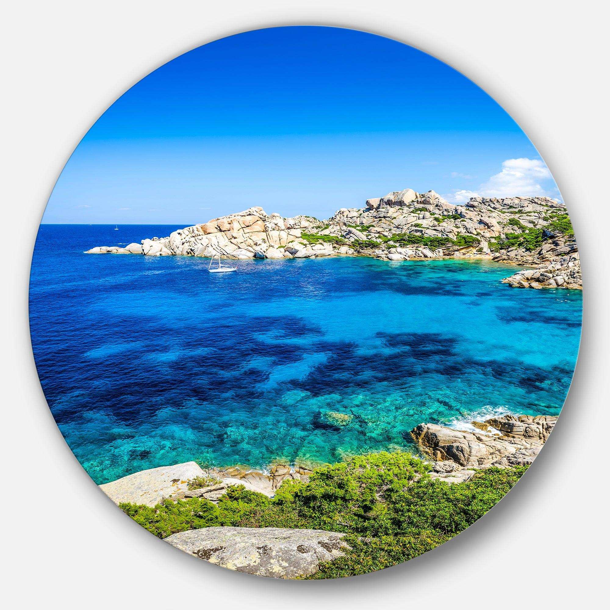 Ocean Bay with Turquoise Water - Sea & Shore Metal Circle Wall Art