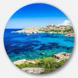 Ocean Bay with Turquoise Water - Sea & Shore Metal Circle Wall Art