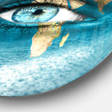 Planet Earth and Blue Eye - Abstract Metal Circle Wall Art