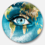 Planet Earth and Blue Eye - Abstract Metal Circle Wall Art