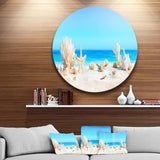 Seashells on Tropical Beach - Sea & Shore Circle Metal Wall Decor