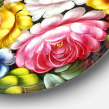 Digital Flower Bouquet - Floral Metal Circle Wall Art