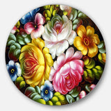 Digital Flower Bouquet - Floral Metal Circle Wall Art