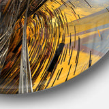 Fractal Yellow Connected Stripes - Abstract Metal Circle Wall Art