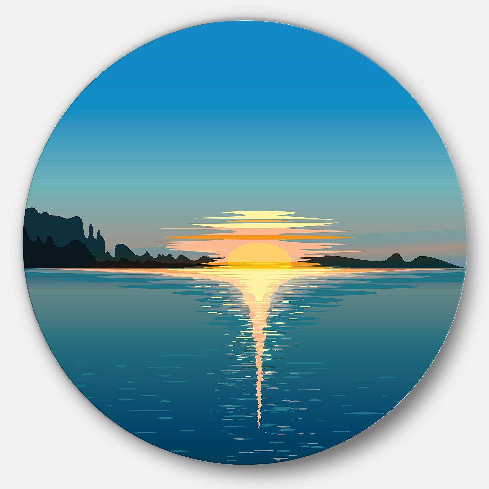 Sea Sinking Sun - Sea & Shore Metal Circle Wall Art
