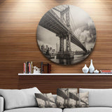Manhattan Bridge in Dark Gray - Landscape Circle Metal Wall Decor