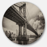 Manhattan Bridge in Dark Gray - Landscape Circle Metal Wall Decor