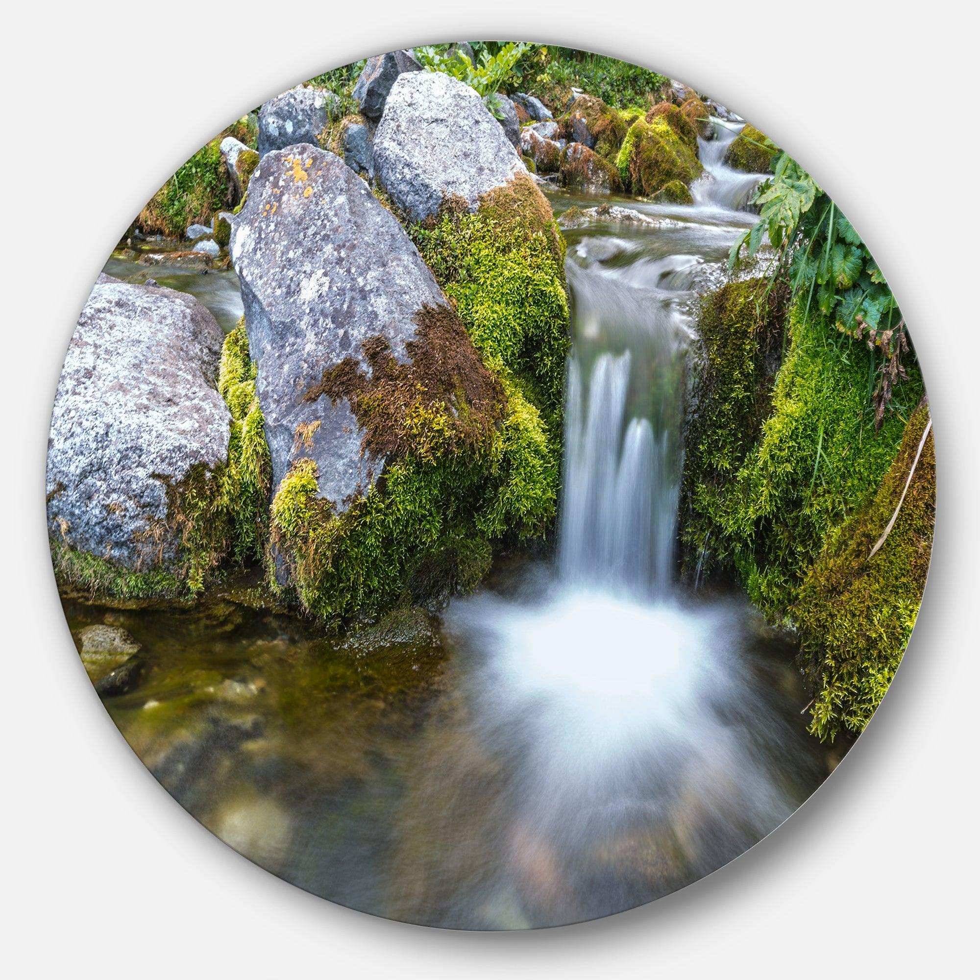 Summer Water Stream - Landscape Photography Circle Metal Wall Decor