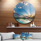 Moving Clouds Over Lake - Landscape Metal Circle Wall Art