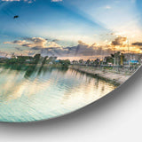 Moving Clouds Over Lake - Landscape Metal Circle Wall Art