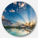 Moving Clouds Over Lake - Landscape Metal Circle Wall Art