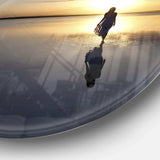 Man Alone in Summer - Coastal Round Metal Wall Art