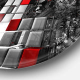 Fractal Red White Cubes - Abstract Circle Metal Wall Decor