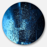 Fractal Blue Paint Splash - Abstract Round Metal Wall Art