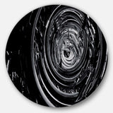 Fractal 3D Black Whirlwind - Abstract Round Metal Wall Art