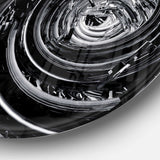 Fractal 3D Black Whirlwind - Abstract Round Metal Wall Art