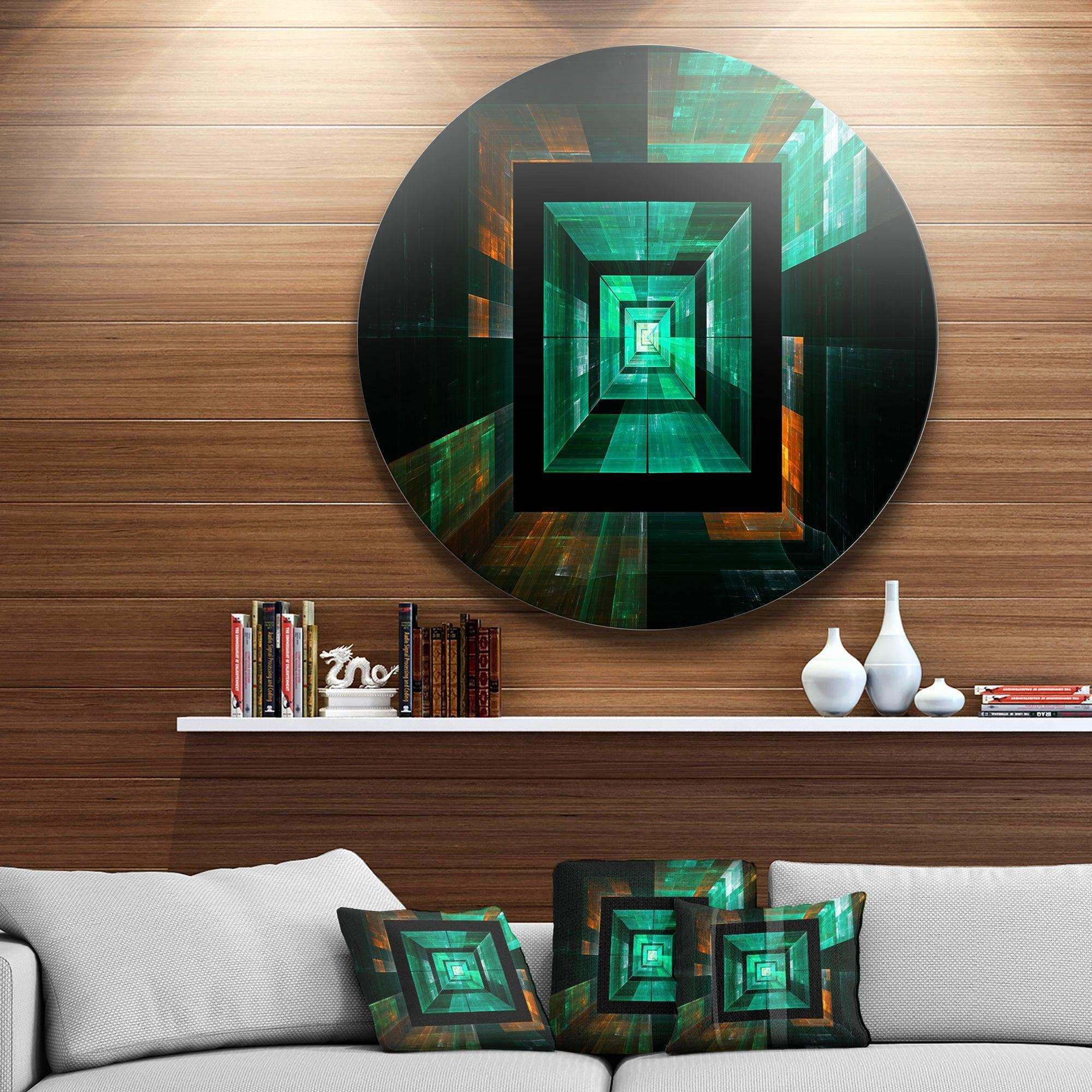 Deep Green Infinite Cube - Abstract Circle Metal Wall Decor