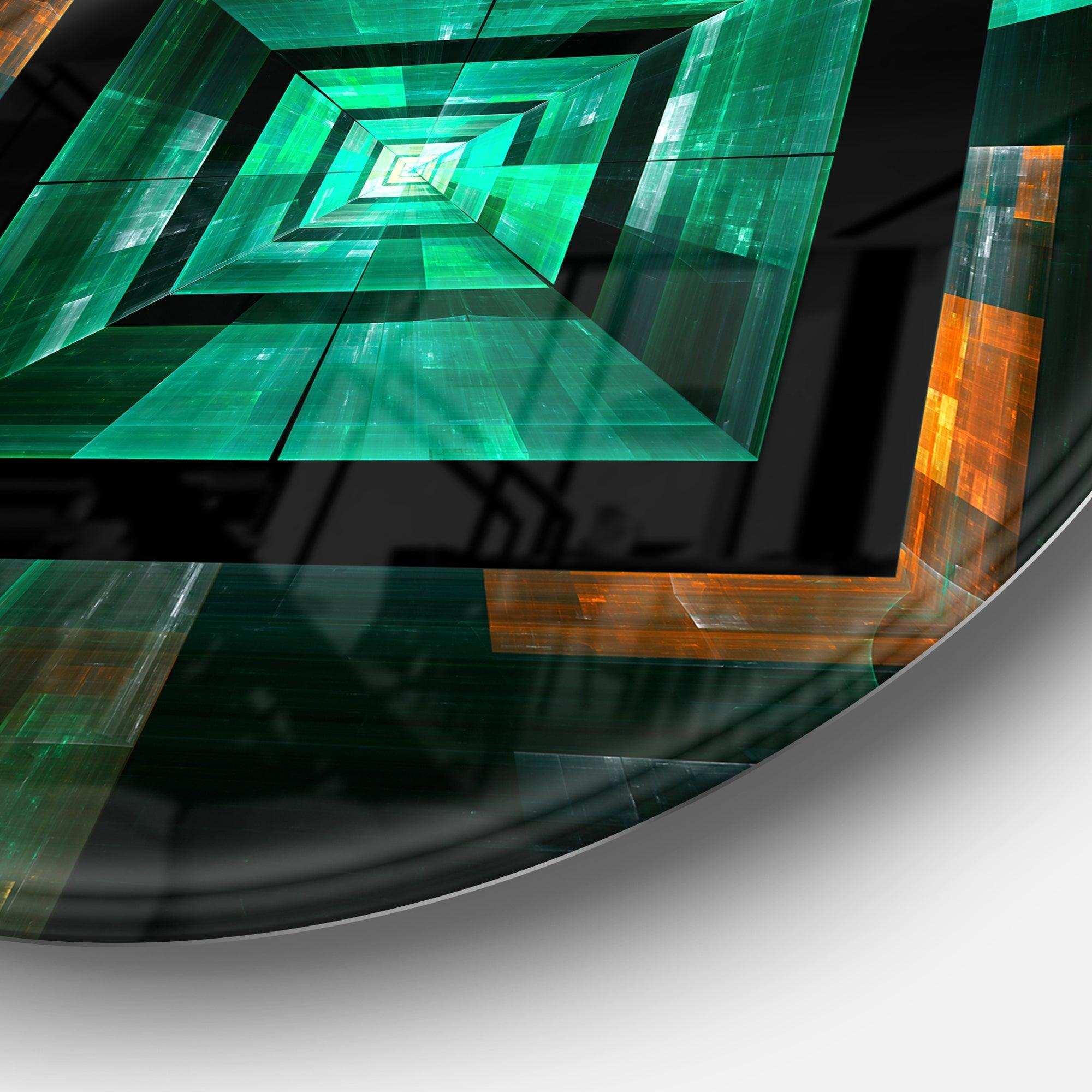 Deep Green Infinite Cube - Abstract Circle Metal Wall Decor