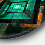 Deep Green Infinite Cube - Abstract Circle Metal Wall Decor