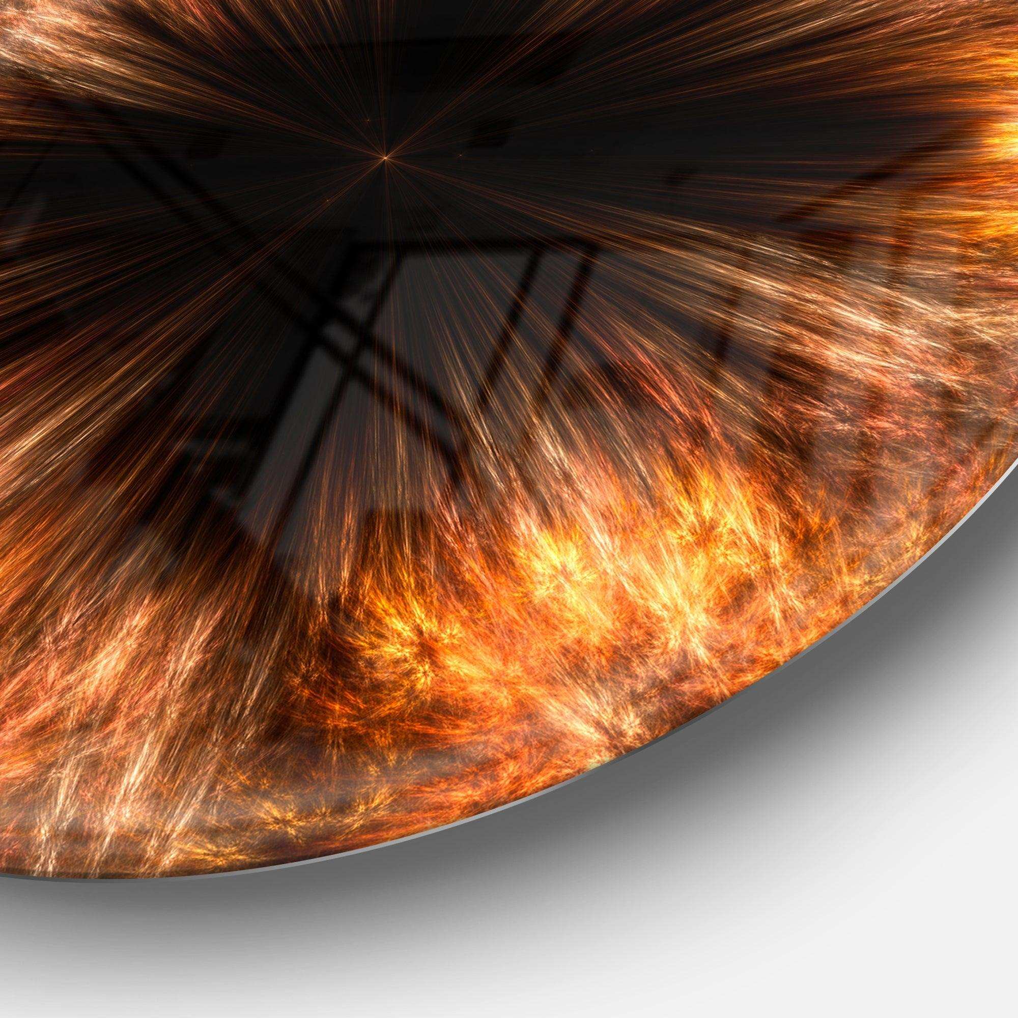 Fractal Black Brown Flower - Floral Metal Circle Wall Art