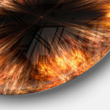 Fractal Black Brown Flower - Floral Metal Circle Wall Art