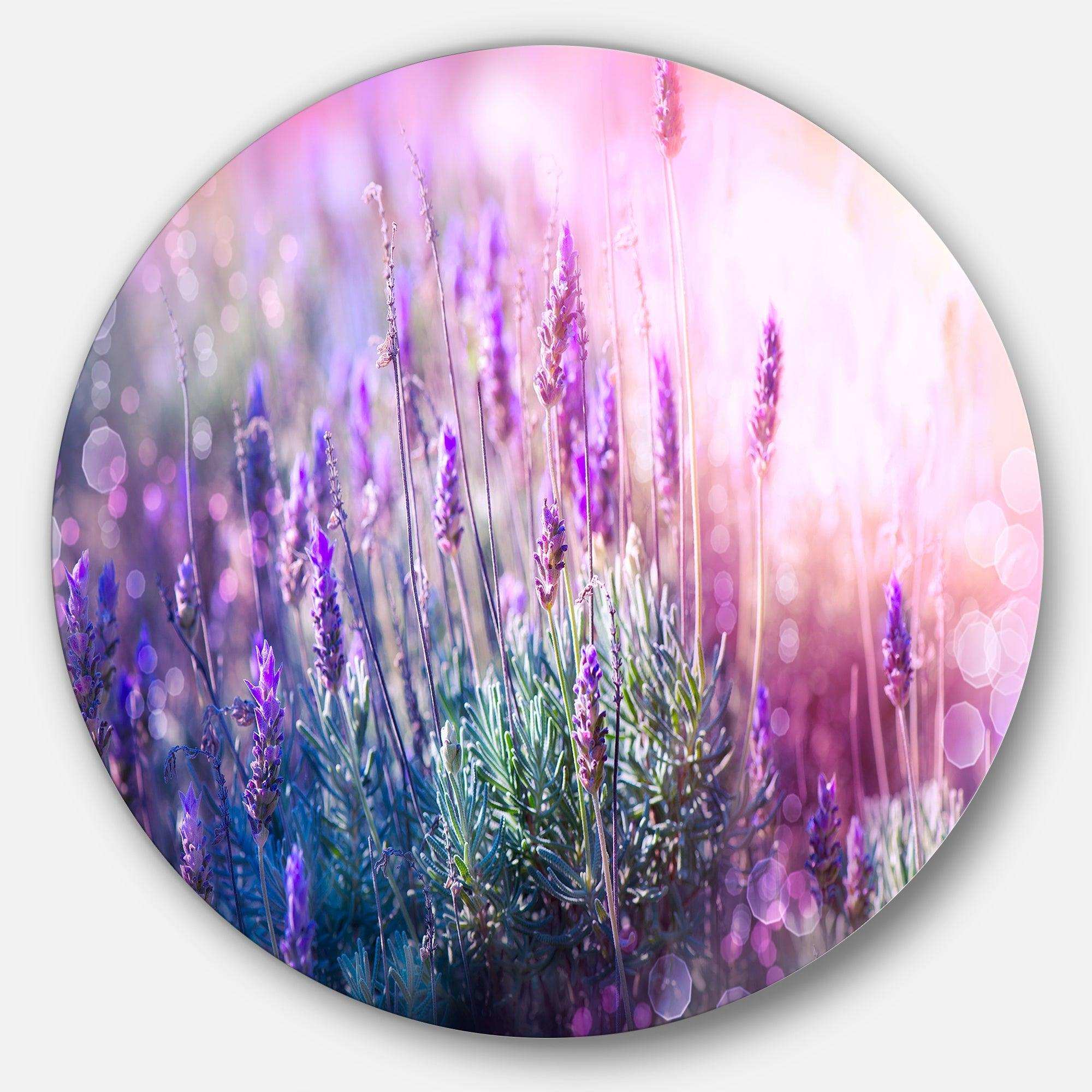 Growing and Blooming Lavender - Floral Oversized Circle Metal Wall Art