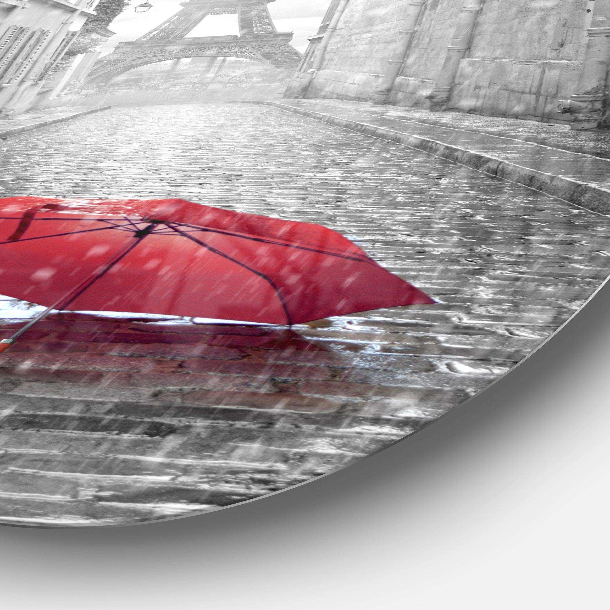 Eiffel View from Paris Street - Architecture Metal Circle Wall Art