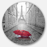 Eiffel View from Paris Street - Architecture Metal Circle Wall Art