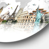 Famous Monuments Across World - Architecture Large Metal Circle Wall Art