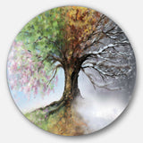 Tree with Four Seasons - Landscape Oversized Circle Metal Wall Art