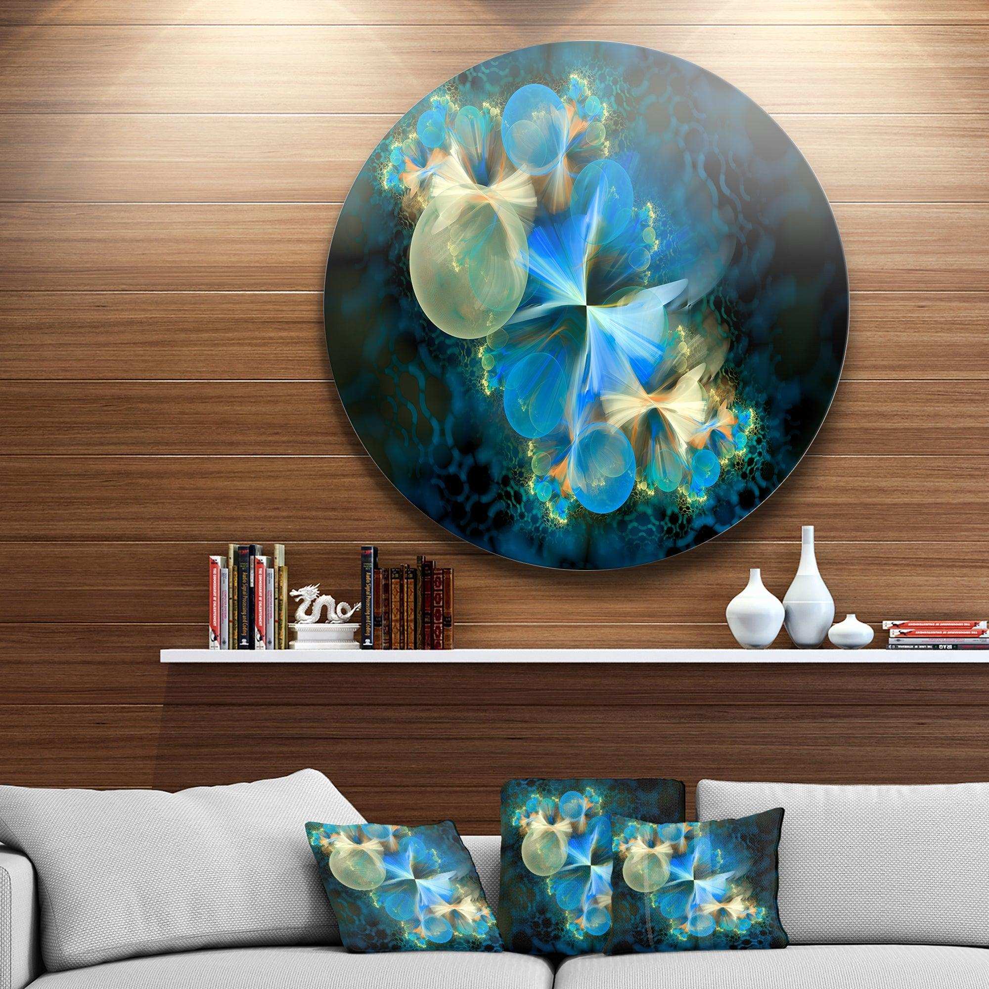 Fractal Blue Bubbles - Abstract Circle Metal Wall Decor